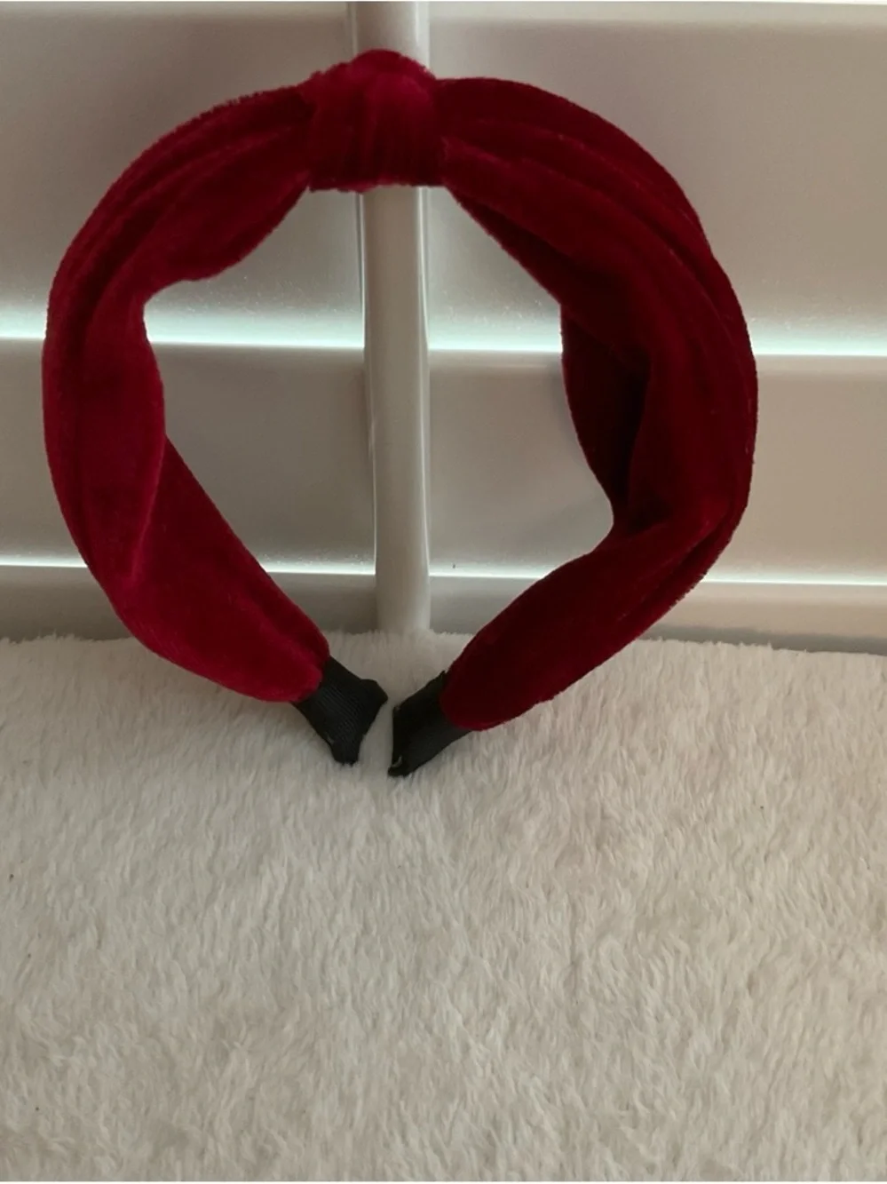 Velvet Knotted Headband in Deep Red - Women Accessories